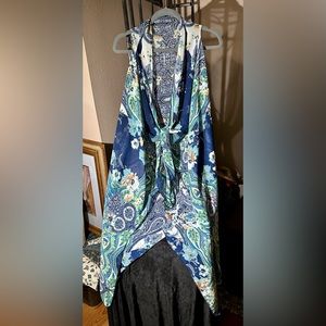 Blues and greens Floral Waterfall style Vest from Dress Barn